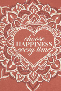 T-shirt imprimé écologique pour femmes, motif Mandala, couleur orange, Choose Happiness, style décontracté, été - Product Image 6
