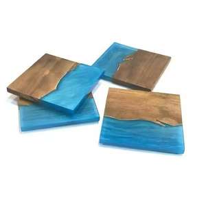 Posavasos multifuncionales y Estera de té Resina epoxi y vajilla de madera de acacia para servir para el hogar y la cocina - Product Image 5