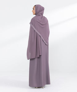 Ropa Islámica de Manga Larga de Color Negro Sólido, Hiyab Musulmán para Mujer, Abaya Musulmana Estampada, Vestido Informal de Manga Larga, Abaya de Talla Grande - Product Image 3