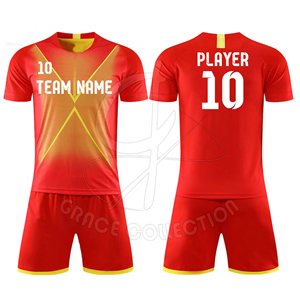 ชุดเสื้อฟุตบอลสำหรับ100% ชุดเครื่องแบบผ้าโพลีเอสเตอร์ผลิตแบบมืออาชีพติดป้ายยี่ห้อส่วนตัว - Product Image 1