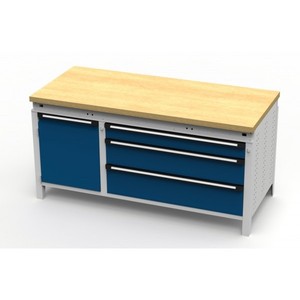 Banco de trabajo con cajones anchos Tipo 440 1697x750x850 mm LxTxH con 3 cajones 1 armario - Product Image 1