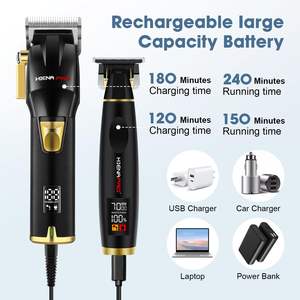 Kit de barbier sans fil professionnel pour hommes, tondeuses à cheveux rechargeables, ensemble de tondeuses pour la coupe de cheveux, ensemble de coupe de cheveux professionnel - Product Image 2