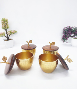 New Arrival Metal Marque Classic Design Date Bowl with Wood Lid and Resin Base Dishwasher Safe Heat Resistant Eco-Friendly - Product Image 6