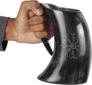 แก้วแตรธรรมชาติทำด้วยมือเป็นมิตรต่อสิ่งแวดล้อมถังไวน์สำหรับเบียร์เบียร์เบียร์เบียร์เย็นเครื่องดื่มแบบชนบทจำนวนมาก - Product Image 5