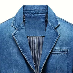 Chaqueta de mezclilla azul para hombre Invierno de alta calidad 100% algodónRopa de hombre Chaquetas Chaqueta de jeans vintage lavada con diseño personalizado - Product Image 3