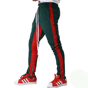 <b>Men's</b> Green <b>Red</b> Side Stripe Sweatpants Elastic Waist Casual Joggers Midweight Knitted Polyester Cotton Autumn Wear - Product Image 3