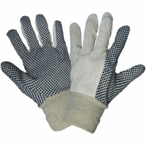 ถุงมือผ้าฝ้ายลายจุดสีดำที่สวมใส่สบายสำหรับใช้ในชีวิตประจำวัน ป้องกันการกระแทกอย่างนุ่มนวลสำหรับงานสวนและงานก่อสร้าง - Product Image 1