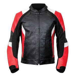 Chaqueta de carreras de Cardura personalizada, chaqueta de moto de invierno para hombre con logotipo frontal de cuello levantado de cuero genuino, transpirable, ecológica - Product Image 1