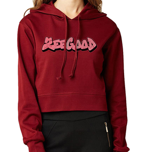 Sudadera con capucha de punto sólido informal de gran tamaño de algodón 100% para mujer de calidad Premium, Jersey corto con hombros caídos estampado, ropa de calle de invierno - Product Image 1