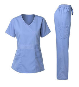 Conjunto de uniformes médicos para mujer, pantalones superiores elásticos suaves con cuello en V, bolsillos de carga multibolsillos, uniformes de Enfermería de diseño al por mayor, hospitales - Product Image 2