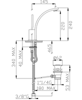 Mitigeurs de salle de bain au design moderne et élégant, fabriqués en Italie, en acier inoxydable avec cartouche en laiton, monotrou, finition brossée, à poser sur le plan.
