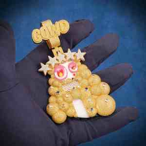 Pendentif Jésus personnalisé en or 14 carats inspiré de Takashi Murakami, breloques inspirées de Moissanite - Product Image 3