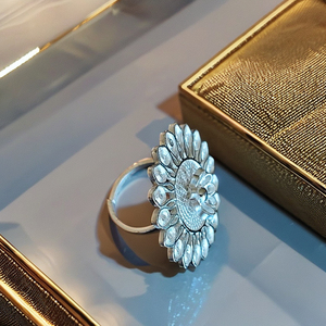 Bandas de boda de estilo clásico moderno Anillo de moda ajustable de filigrana de plata de alto grado Accesorio grande de Gulbahar-Ring - Product Image 4