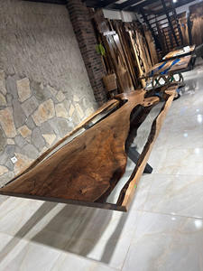 Table à manger en résine époxy transparente à bord vivant, comptoir de cuisine fait à la main, mobilier de réunion de bureau, mobilier moderne, table de restaurant personnalisée - Product Image 2