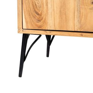 Contemporary Solid Walnut <b>TV</b> Stand with Metal <b>Legs</b> 3 Doors 1 Drawer High Quality Living Room Furniture for 60-64in <b>TVs</b> - Product Image 3