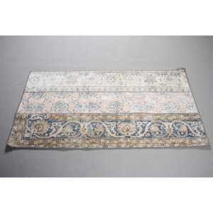 Alfombra Vintage de 2.4x4.5 pies, Alfombra Turca Pequeña, Alfombra a Cuadros Azul - Product Image 3