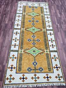 Tapis de luxe noué à la main pour couloir, tapis élégant en laine fait main à prix abordable, tapis de maison brodé antidérapant - Product Image 3