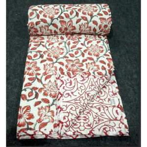 Dohar fait à la main imprimé floral Dohar coton doux imprimé Double couverture confortable literie accessoires de mode - Product Image 5