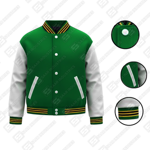 แจ็คเก็ตวาร์ซิตี้กันลมคุณภาพสูงสำหรับทุกเพศ กำลังเป็นที่นิยม พร้อมแขนเสื้อทำจากผ้าขนสัตว์ ไซส์ใหญ่ ผลิตจากผ้าขนสัตว์ด้านหน้า - Product Image 6