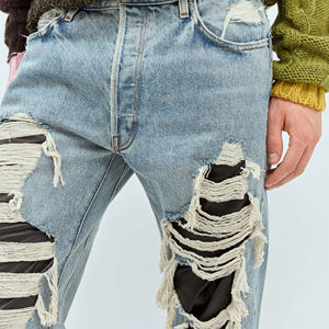 Men Hollow Out Ripped Denim <b>Jeans</b> Winter Button Fly Casual Fashion Streetwear Stylish Pants <b>Women</b> Denim <b>Jeans</b> - Product Image 4