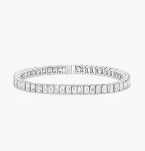 Pulsera DE TENIS cuadrada clásica para mujer, pulsera de mujer de eslabones hechos a mano con diamantes de moissanita chapados en rodio a la moda - Product Image 6