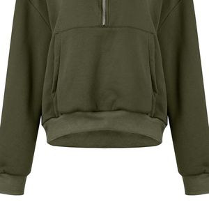 Best-Selling Women's Turtleneck Sweatshirt Custom 100% Cotton Printed Logo Front Zipper-<b>Up</b> Breathable Quick-Dry Casual Winter - Product Image 5