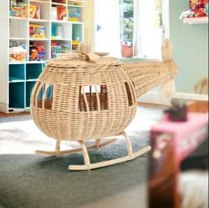 Faible coût nouveau arrivé hélicoptère rotin jouet panier naturel fabriqué à la main en osier rotin panier enfant jouet décoration jouet en gros - Product Image 3