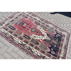 พรมวินเทจสไตล์ตุรกี ขนาด 4.3x6.5 ฟุต พรมลายทางสีแดง - Product Image 3