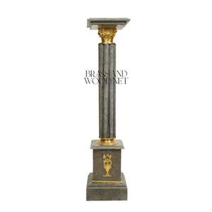 Pedestal de Mármol Gris de Lujo con Capitel de Latón Corintio y Columna Acanalada - Product Image 2