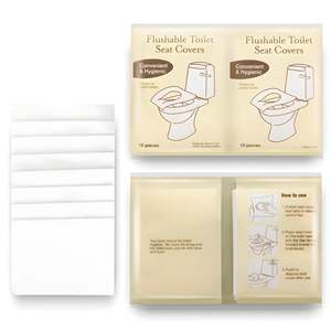 Lot de 50 Housses de siège de toilette jetables en papier gaufré personnalisé, biodégradables pour les toilettes nomades - Product Image 5
