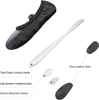 Zapatos de Ballet Premium Cómodos, Transpirables y Suaves con Suela Dividida Plana para Niños y Adultos, de Cuero Elástico con Forro de Lona y Plantilla de PU