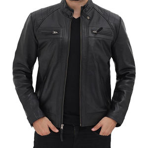 2023 meilleur gros veste en cuir mode col montant poches zippées hommes vestes en cuir pour hommes - Product Image 2