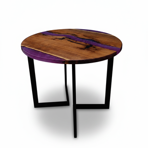 Table à manger ronde en résine époxy personnalisable avec pieds en métal, 4 places, design moderne pour hôtel et villa - Product Image 3