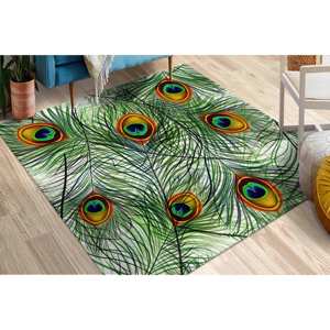 Tapis en plumes de paon : Tapis d'appoint moderne antidérapant, Tapis imprimé, Tapis en chenille - Product Image 3