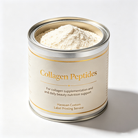 Étiquettes en paillettes dorées gaufrées et imperméables pour pots de poudre de collagène, fournies par l'usine Haoxuan, pour l'emballage nutritionnel