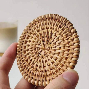 Round Woven Boho Style Placemats and Table <b>Mats</b> Viet Nam Made Bamboo Wicker Chargers for <b>Dinner</b> Plates Featuring Floral Design - Product Image 4