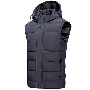Offre Spéciale hommes hiver chaud randonnée bouffant gilet sans manches fermeture éclair léger imperméable coupe-vent veste gilet avec capuche - Product Image 6