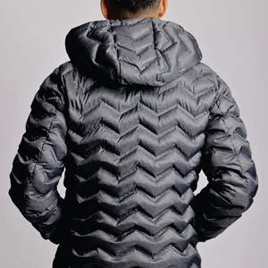Chaqueta de invierno negra con estampado completo para hombre, chaqueta acolchada gruesa con cuello levantado y logotipo personalizado de North - Product Image 4