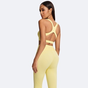 Yellow 2 Piece Yoga <b>Set</b> Stand Neck Convertible Strap Crop <b>Top</b> High Waist <b>Shorts</b> Seamless Digital Print Spandex/Nylon Breathable - Product Image 2