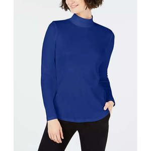 Maglia da Donna Charter Club 100% Cotone a Collo Alto Lavorata a Mano con Mezza Manica Design Invernale Stampato Blu Taglia X-Large - Product Image 1