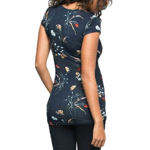 Hauts d'allaitement pour femmes col en V chemise d'allaitement froncée côté maternité grossesse tunique Blouse débardeur manches avant pour les mamans - Product Image 5