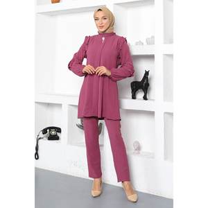 Conjunto de Dos Piezas para Mujer, Casual, Asimétrico, con Detalle de Volantes, Shorts a Media Pierna y Top por Encima de la Rodilla, 100% Algodón, Cuello Redondo, Talla XS - Product Image 6