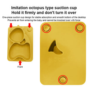 Assiette à ventouse pour bébé en silicone de qualité alimentaire, incassable et écologique, forme girafe de dessin animé, compartimentée, compatible lave-vaisselle et résistante à la chaleur - Product Image 4