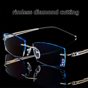 Los mejores productos de fabricación Gafas ópticas graduadas rectangulares para miopía de corte de diamante sin montura - Product Image 2