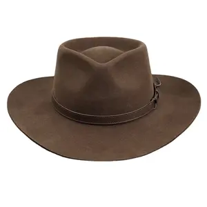 Büyük kovboy şapkası klasik düz kış batı şapka erkekler 100% yün keçe Unisex batı kovboy şapkası