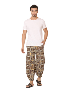 100% coton hommes décontracté maison porter des pantalons respirant et confortable ballon droit Harem couleur Pure imprimé vêtements de nuit - Product Image 3