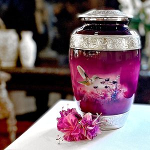 Urne de crémation classique pour colibri rose Grande urne funéraire en aluminium en métal de style américain Fournitures de vente en gros - Product Image 1