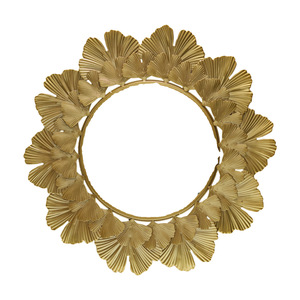 <span class=keywords><strong>Espejo</strong></span> de Pared Decorativo de Metal con Marco Redondeado Moderno de Grado <span class=keywords><strong>Dorado</strong></span> de Alta Calidad para Maquillaje - Product Image 5