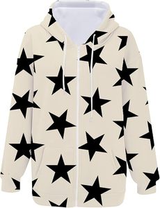 Nouveau sweat à capuche oversize pour femme, style veste à épaules tombantes, avec motif étoile, cordon de serrage, streetwear, manches longues - Product Image 3