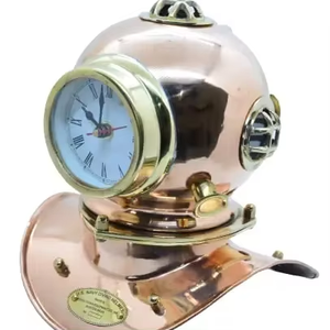 Náutico hecho a mano latón Scuba antiguo decorativo buzos casco de buceo reloj Vintage Mini casco de buceo reloj para el hogar - Product Image 2